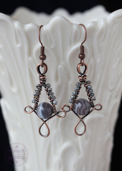Willow - Botswana Agate Copper Earrings