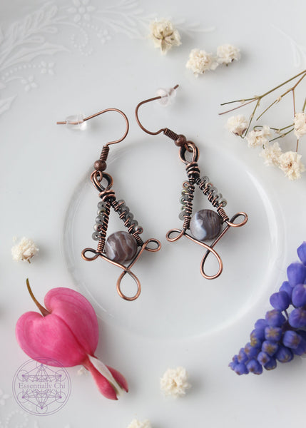 Willow - Botswana Agate Copper Earrings