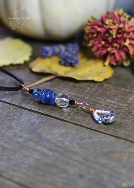 Blue Kyanite & Clear Quartz Simple Copper Wire Wrapped Necklace - A versatile crystal pendant for enhanced communication and inner harmony