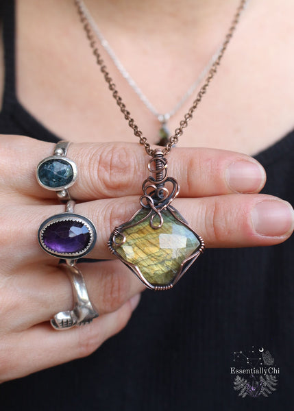 Golden Glow Faceted Labradorite Necklace