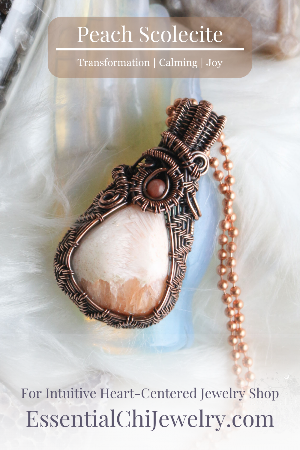 Natural Rare Scolecite Custom Wire newest Pendant