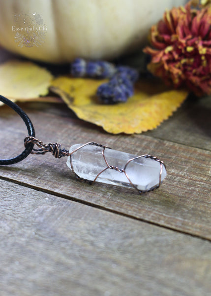 Quartz Copper Wire Wrapped Necklace - A versatile and affordable gemstone pendant, perfect for enhancing clarity, healing, and spiritual connection in everyday life.