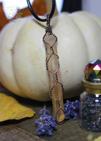 Tangerine Quartz Copper Wire Wrapped Necklace - A vibrant and affordable gemstone pendant, perfect for enhancing joy, creativity, and personal power in everyday life.