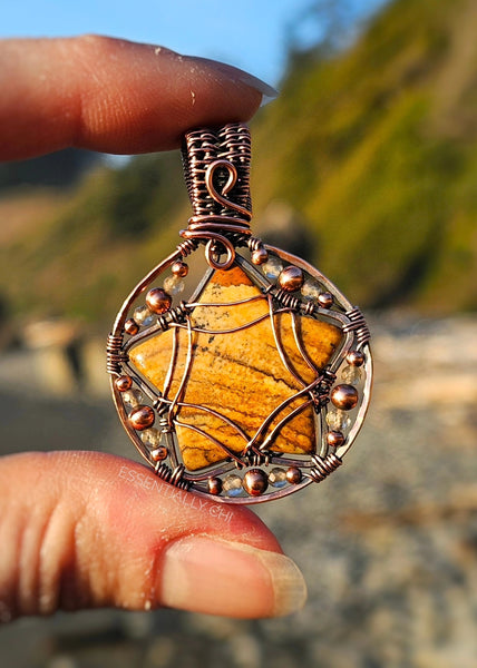 Sand Dollar Copper Wire Wrapped Necklaces