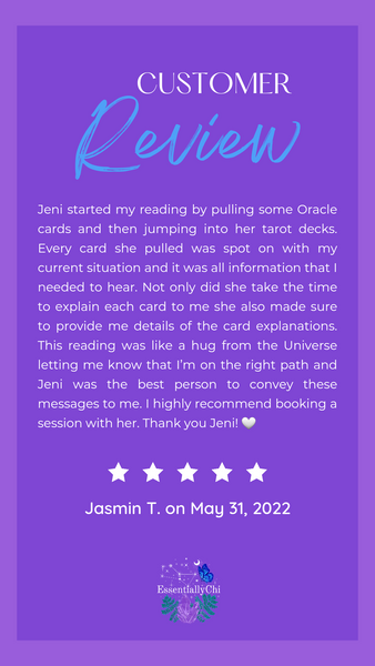 Are you looking for deeper insight into what path to take next? Or maybe you just are looking for general guidance, Oracle & Tarot Cards can help clarify things for you.  My name is Jeni and I'm a psychic intuitive. My main gift is claircognizance. Clairaudience, Clairsentience, and Clairvoyance are also highly developed psychic gifts I use daily. I use a mix of Oracle and Tarot cards to help bring a channeled message for the answers you are seeking. I also give tips and meditations to help you.