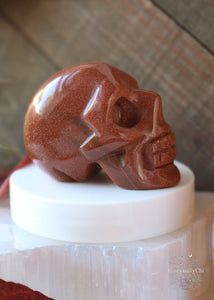 Goldstone Mini Skull Carving