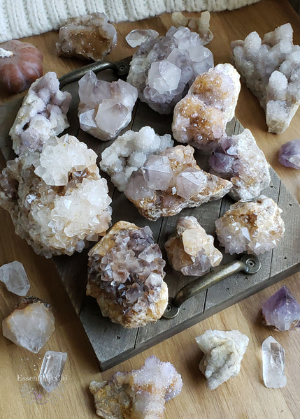 Spirit Quartz Meaning known as Cactus Quartz carries the vibration of universal love for alignment. It is a crystal of Harmony and takes all the crystal energies of the main stone & amplifies them all over in all the tiny points. Spirit Quartz is associated with the zodiacs Pisces, Libra, Aquarius, Capricorn, and Virgo. Spirit Quartz is a Mohs Hardness 7. Spirit Quartz heightens awareness, psychic perception, and dreams. #spiritquartz #rawcrystals